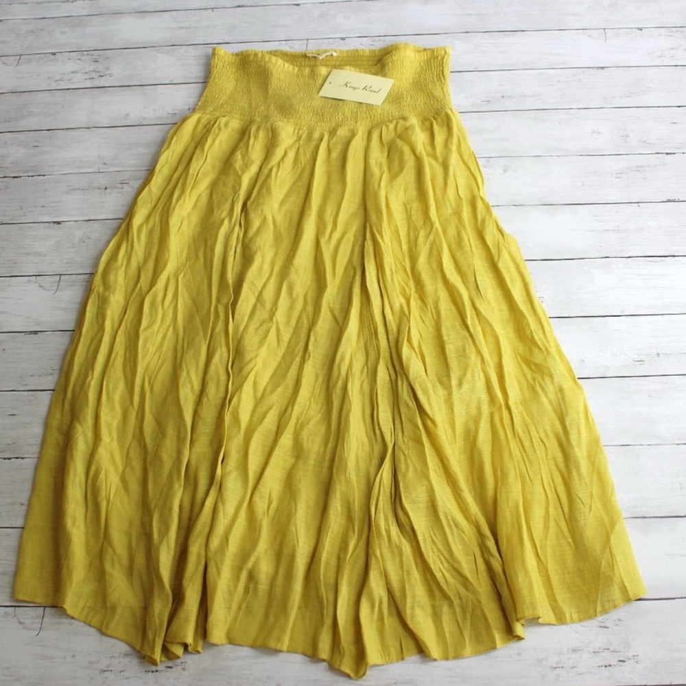 King Road Anthropologie Womens Cottagecore Peasant Maxi Skirt Size XL Smocked